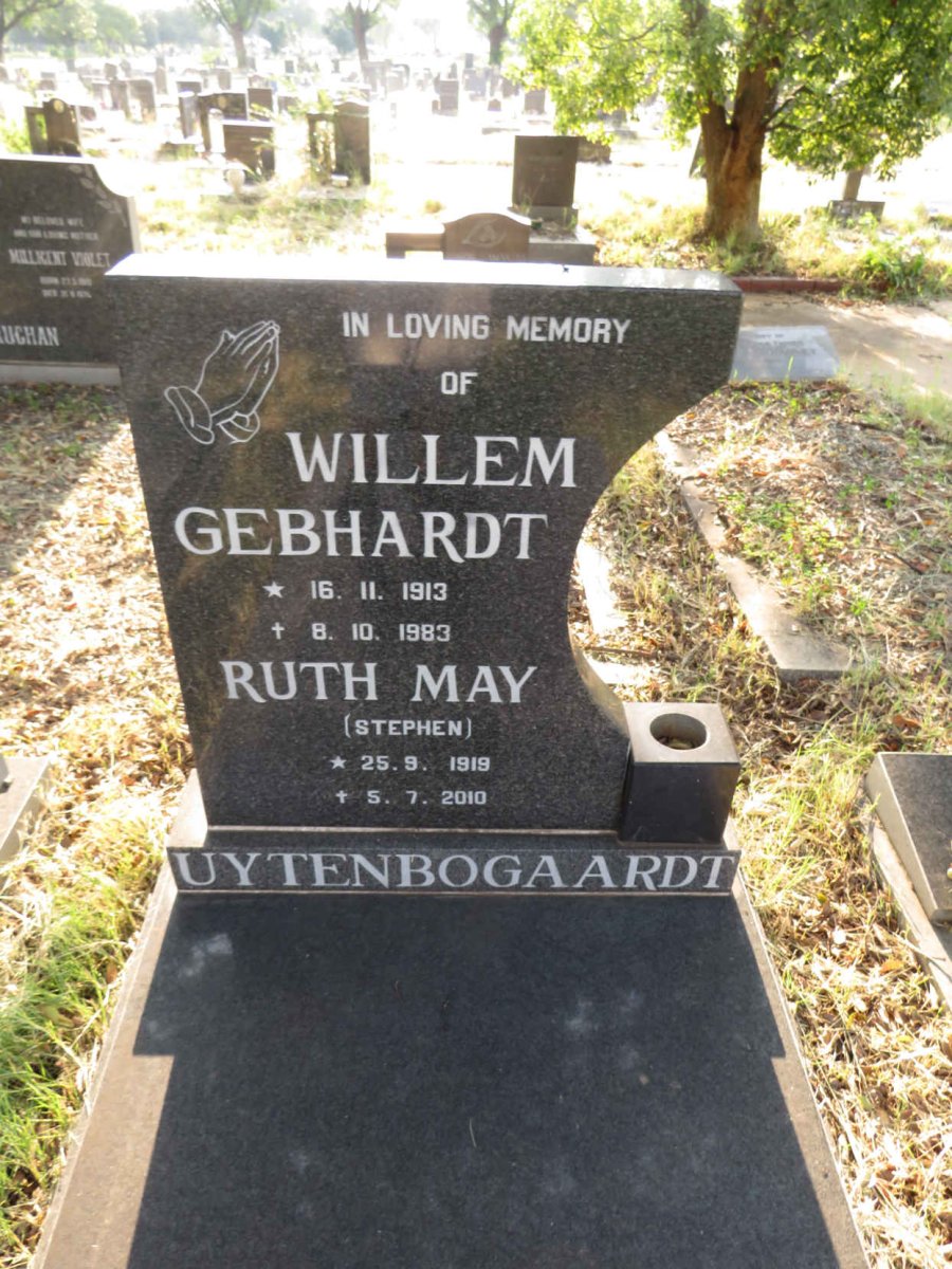 UYTENBOGAARDT Willem Gebhardt 1913-1983 & Ruth May STEPHEN 1919-2010