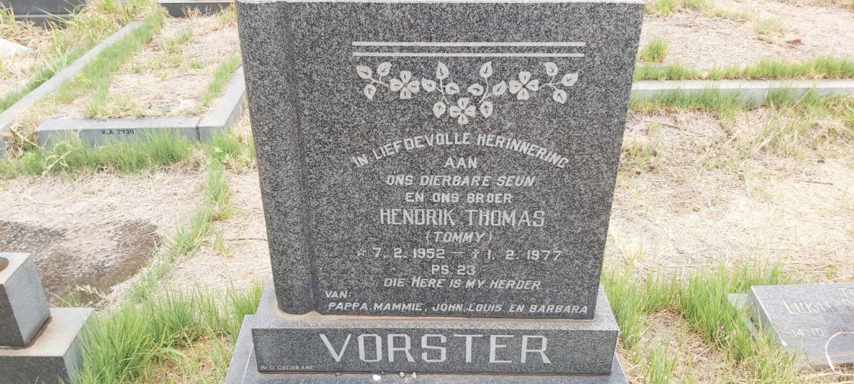 VORSTER Hendrik Thomas 1952-1977