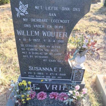 VRIES Willem Wouter, de 1922-1981 & Susanna E.T. 1923-2019