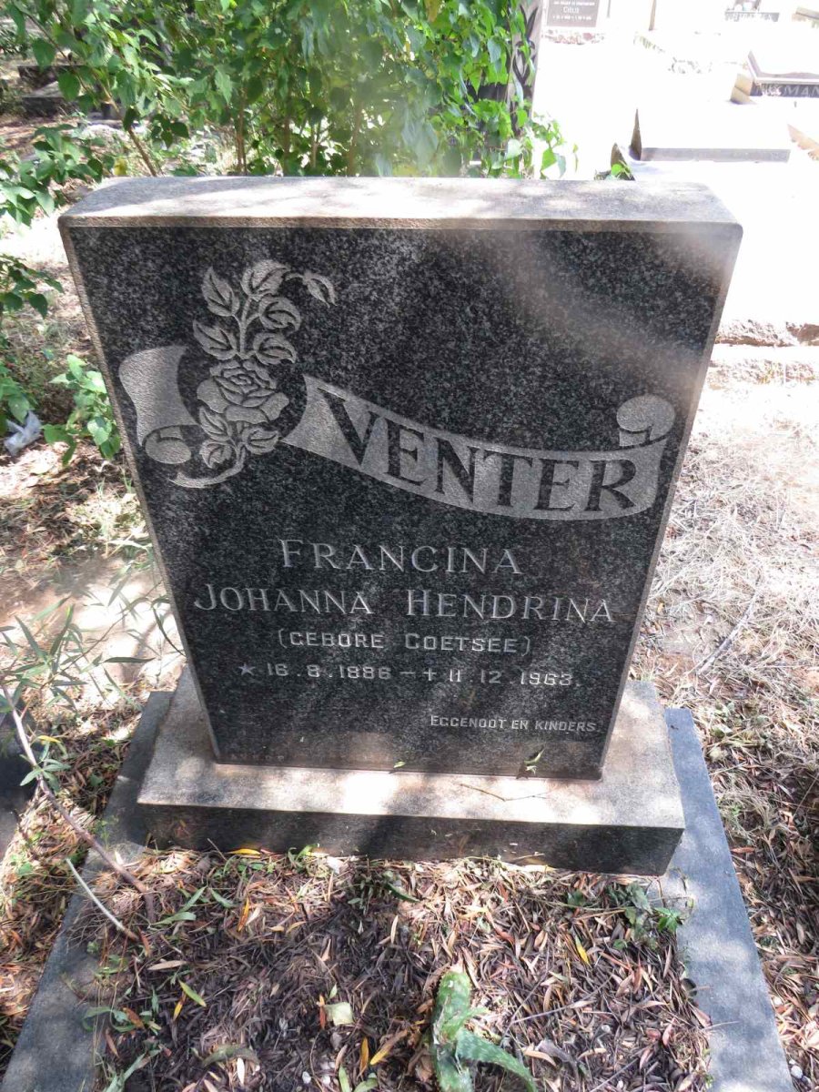 VENTER Francina Johanna Hendrina COETSEE 1886-1963