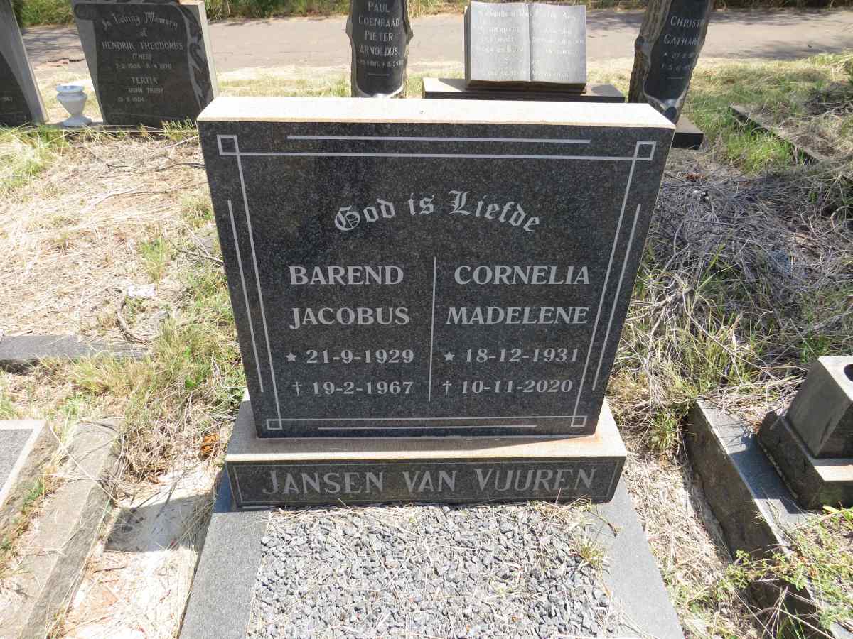 VUUREN Barend Jacobus, Jansen van 1929-1967 & Cornelia Madelene 1931-2020