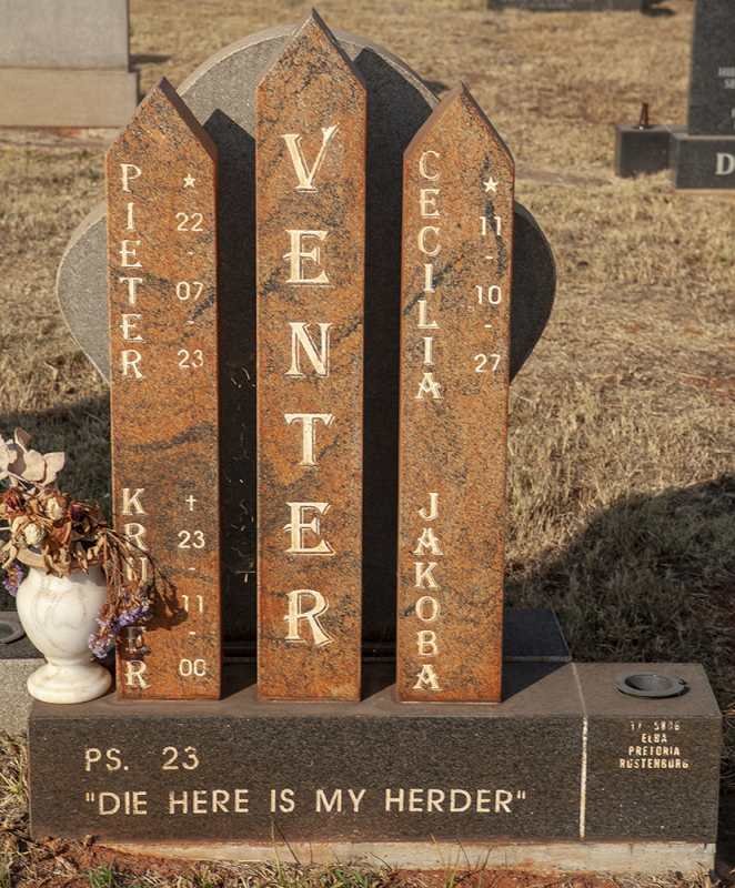 VENTER Pieter Kruger 1923-2000 &amp; Cecilia Jakoba 1927-