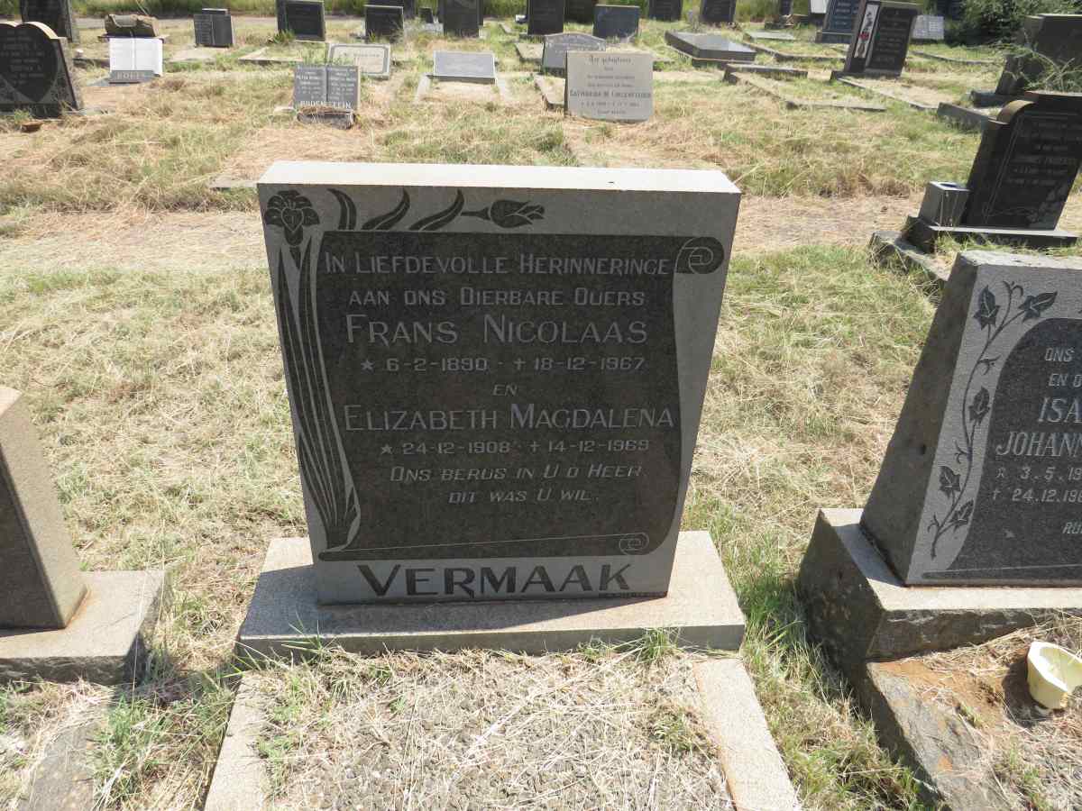 VERMAAK Frans Nicolaas 1890-1967 & Elizabeth Magdalena 1908-1969