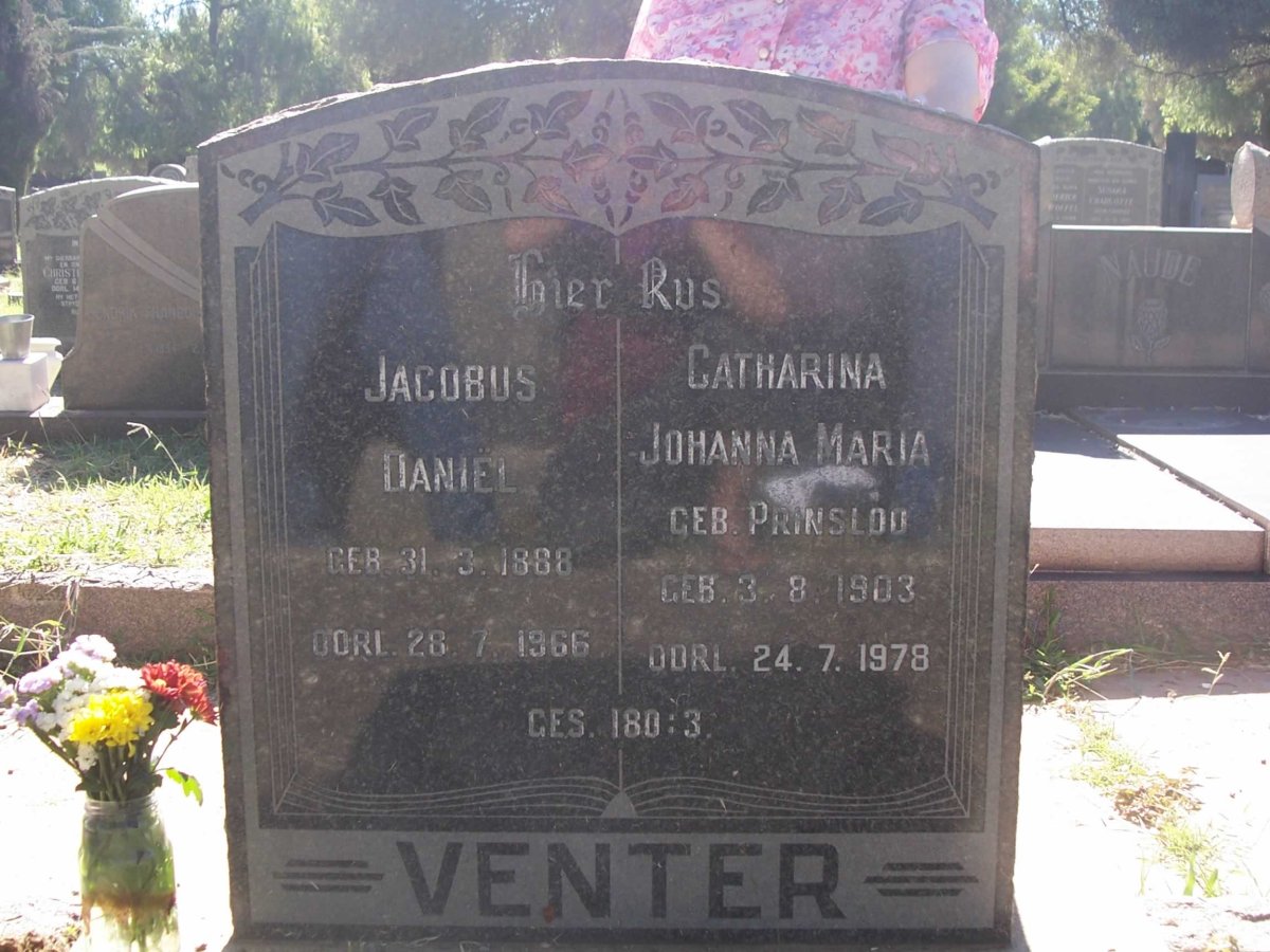 VENTER Jacobus Daniel 1888-1966 &amp; Catharina Johanna Maria PRINSLOO 1903-1978