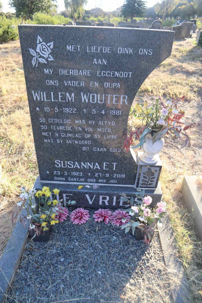 VRIES Willem Wouter, de 1922-1981 & Susanna E.T. 1923-2019