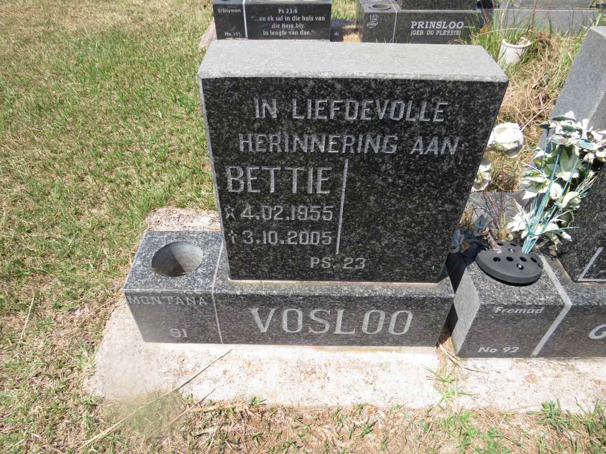VOSLOO Bettie 1955-2005