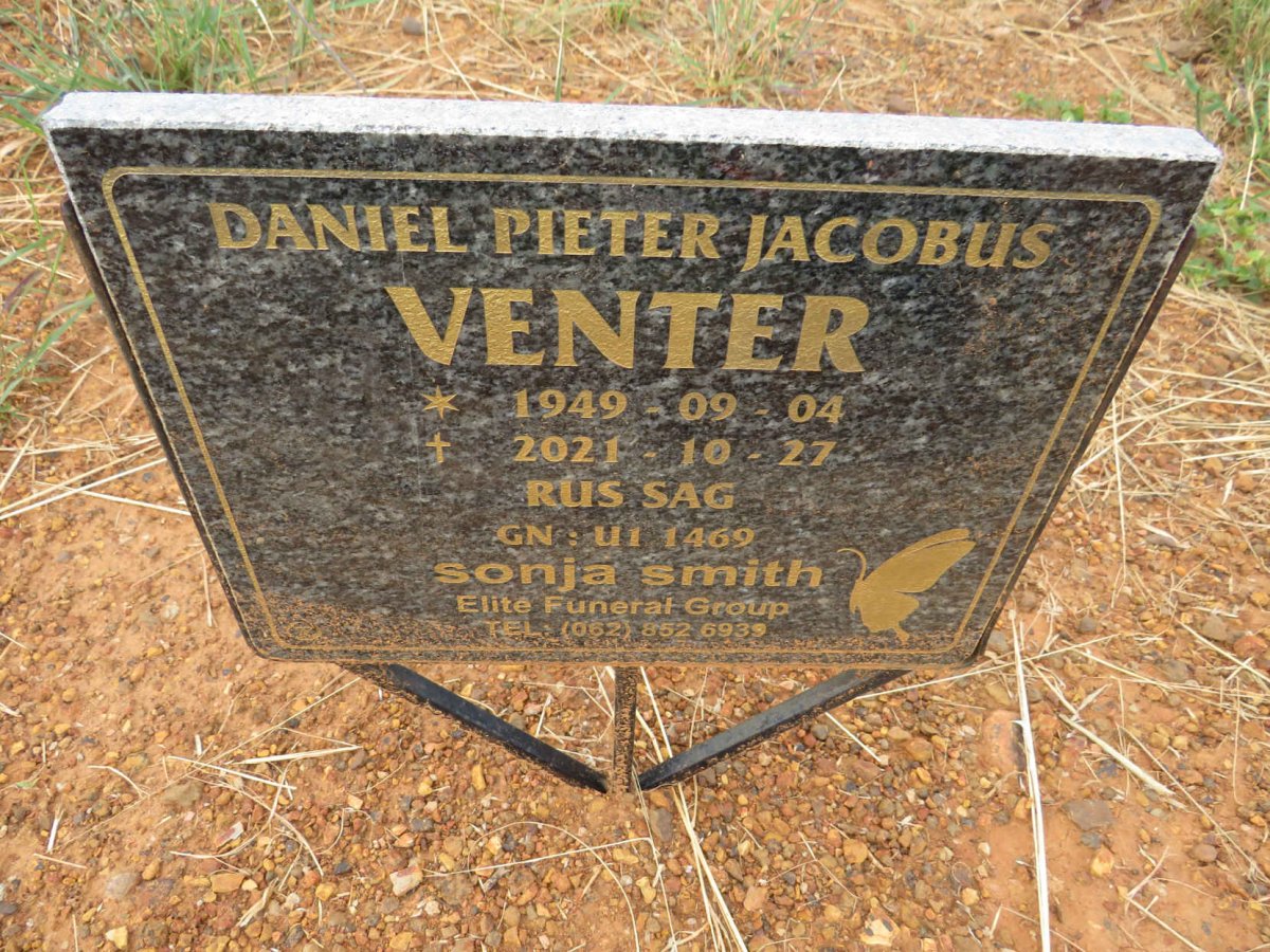 VENTER Daniel Pieter Jacobus 1949-2021