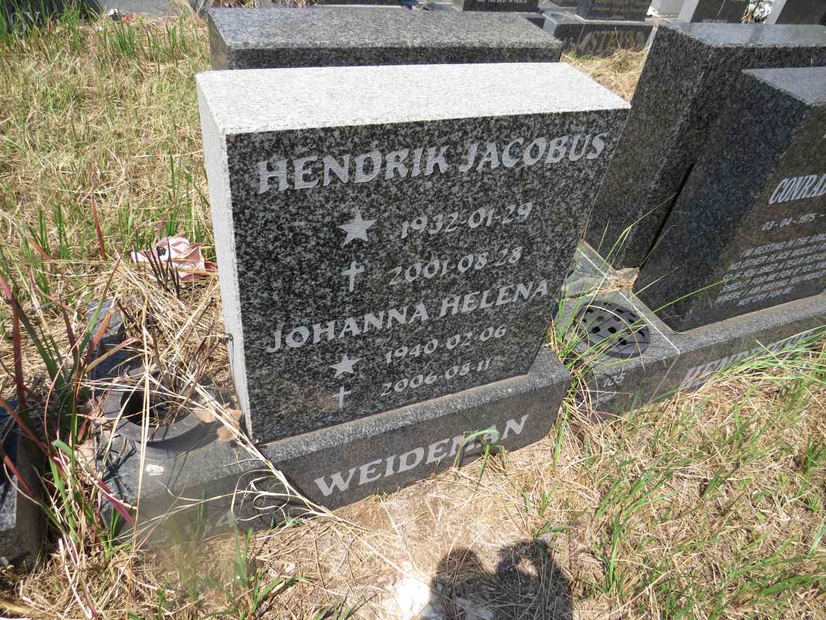 WEIDEMAN Hendrik Jacobus 1932-2001 & Johanna Helena 1940-2006