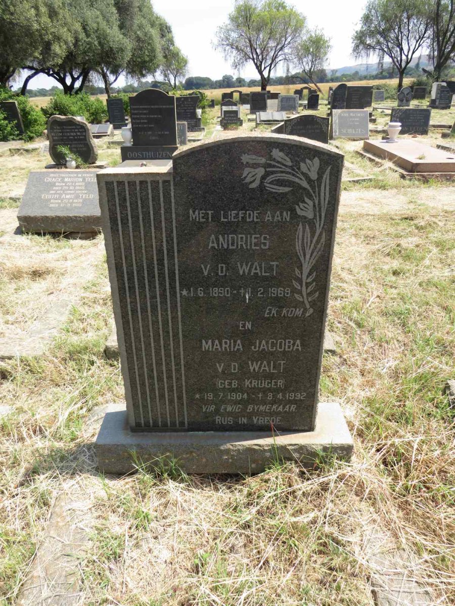 WALT Andries, v.d. 1890-1969 & Maria Jacoba KRUGER 1904-1992