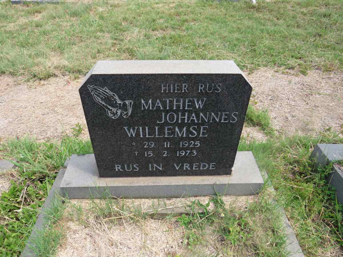 WILLEMSE Mathew Johannes 1925-1973