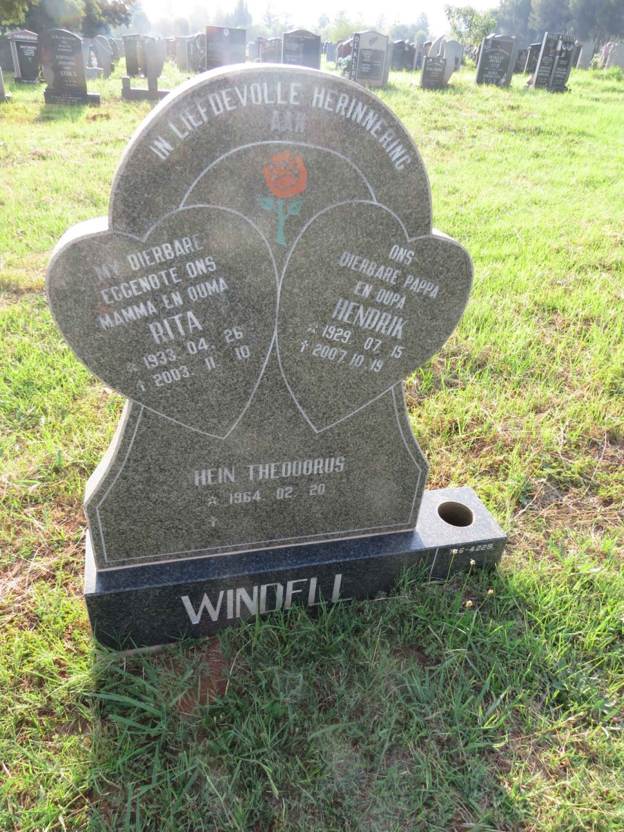 WINDELL Hendrik 1929-2007 & Rita 1933-2003 :: WINDELL Hein Theodorus 1964-