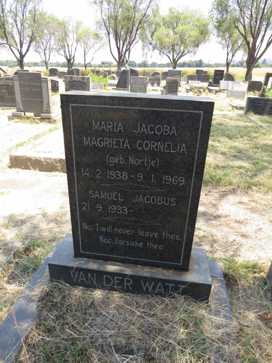 WATT Samuel Jacobus, van der 1933-  & Maria Jacoba Magrieta Cornelia NORTJE 1938-1969