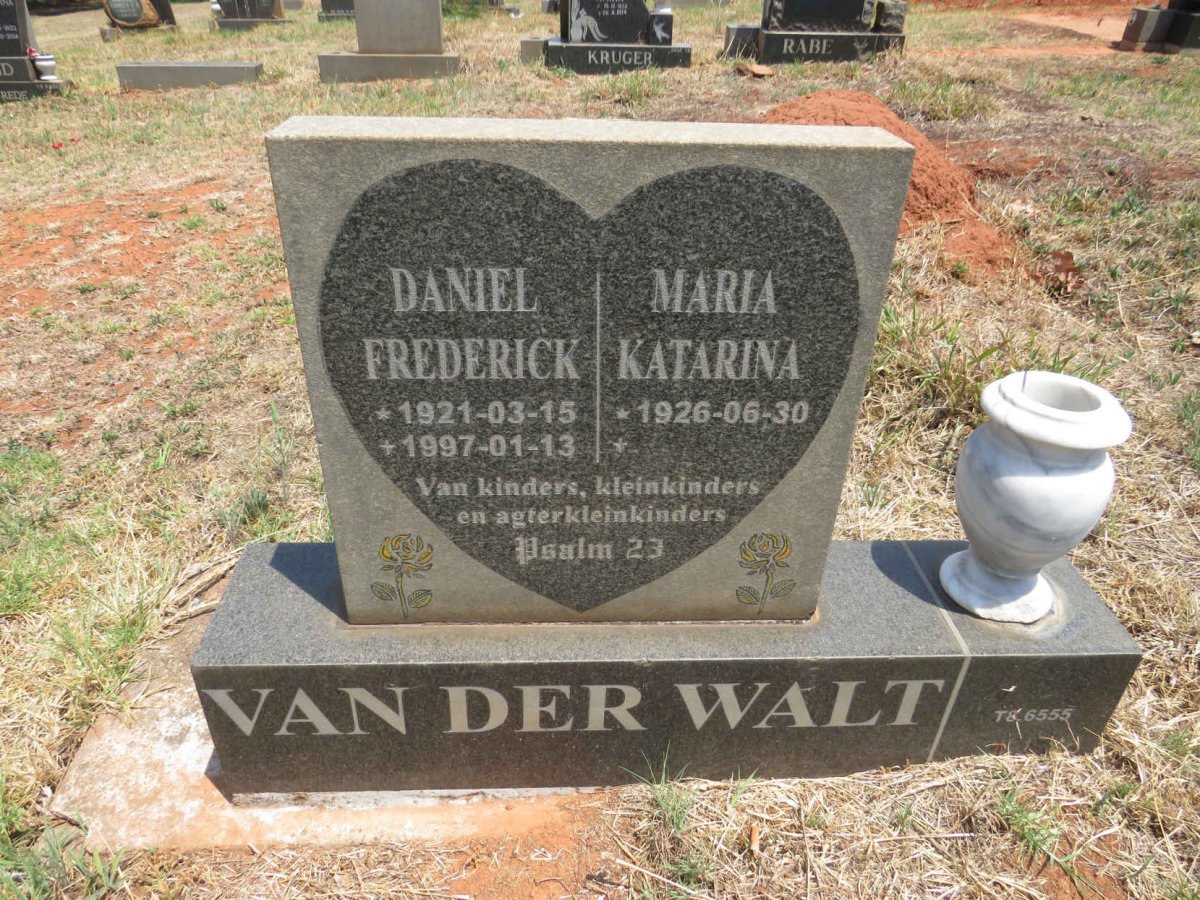 WALT Daniel Frederick, van der 1921-1997 & Maria Katarina 1926-