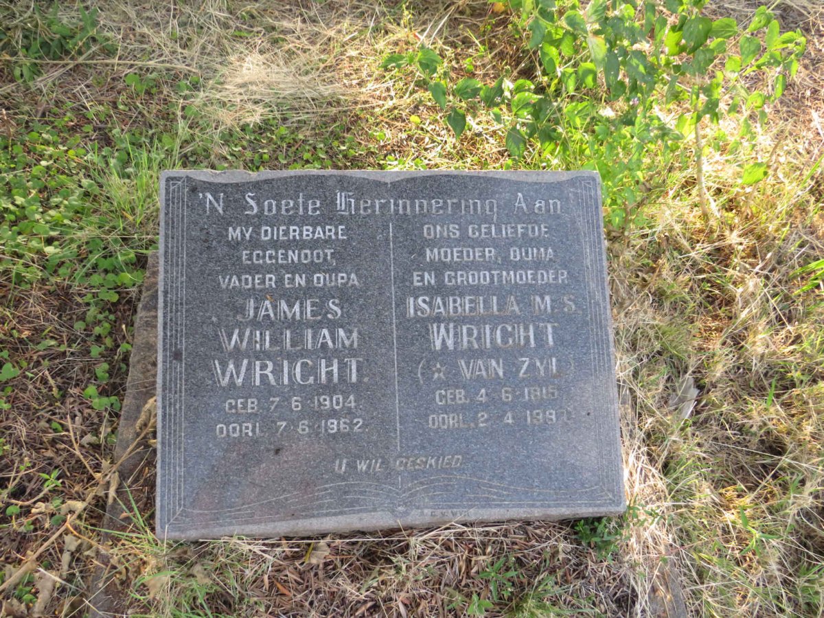 WRIGHT James William 1904-1962 & Isabella M.S. VAN ZYL 1915-19??