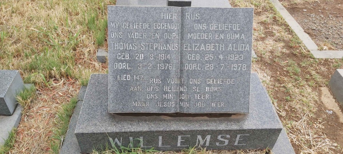 WILLEMSE Thomas Stephanus 1914-1976 & Elizabeth Alida 1923-1978