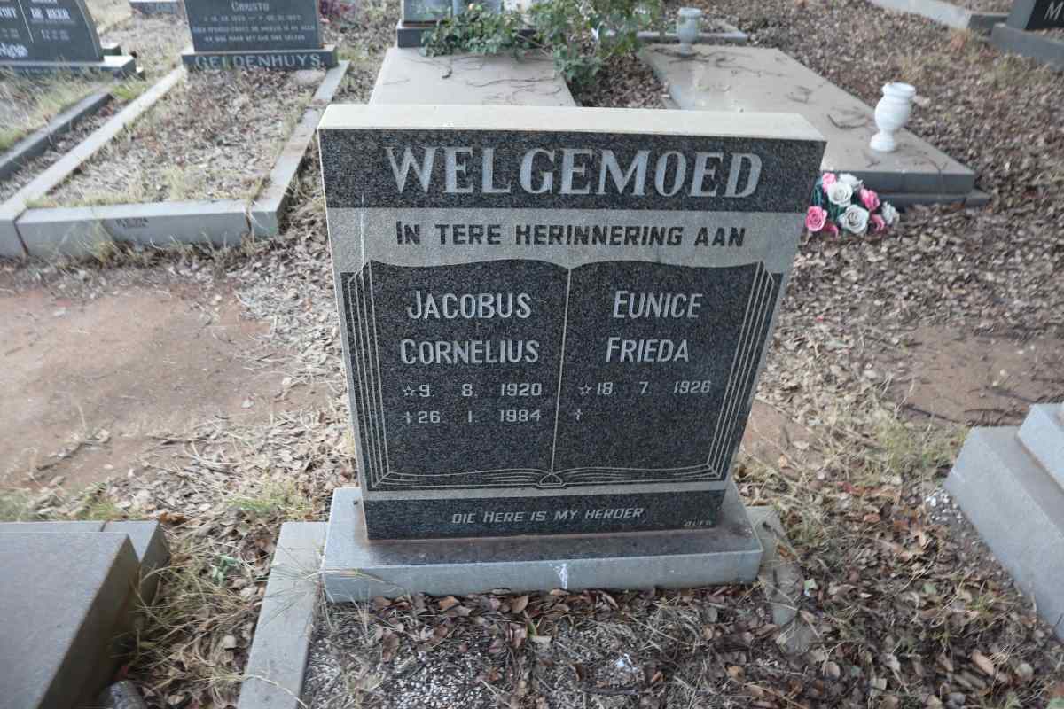 WELGEMOED Jacobus Cornelius 1920-1984 & Eunice Frieda 1926- 