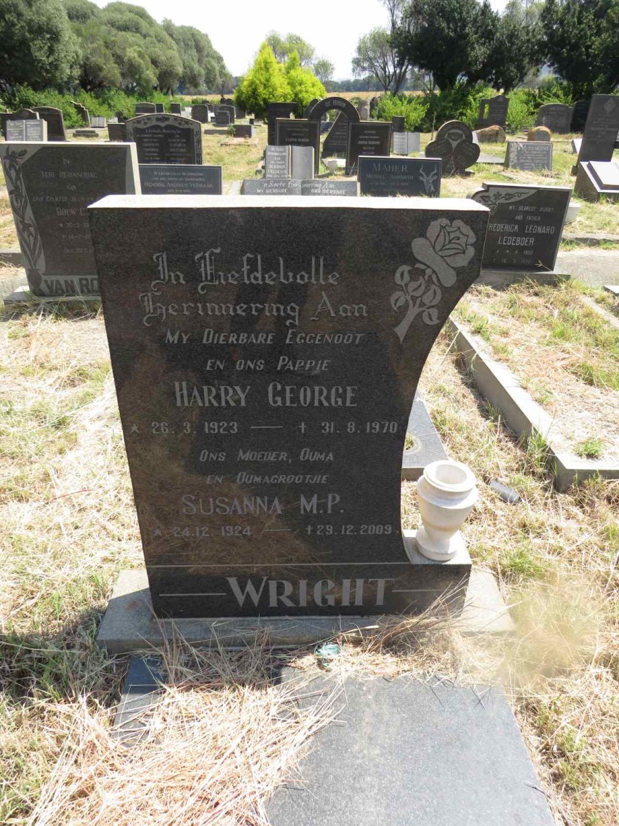 WRIGHT Harry George 1923-1970 & Susanna M.P. 1924-2009