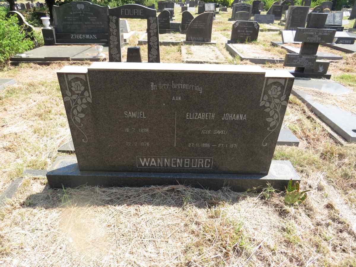 WANNENBURG Samuel 1898-1976 & Elizabeth Johanna DAVEL 1895-1971
