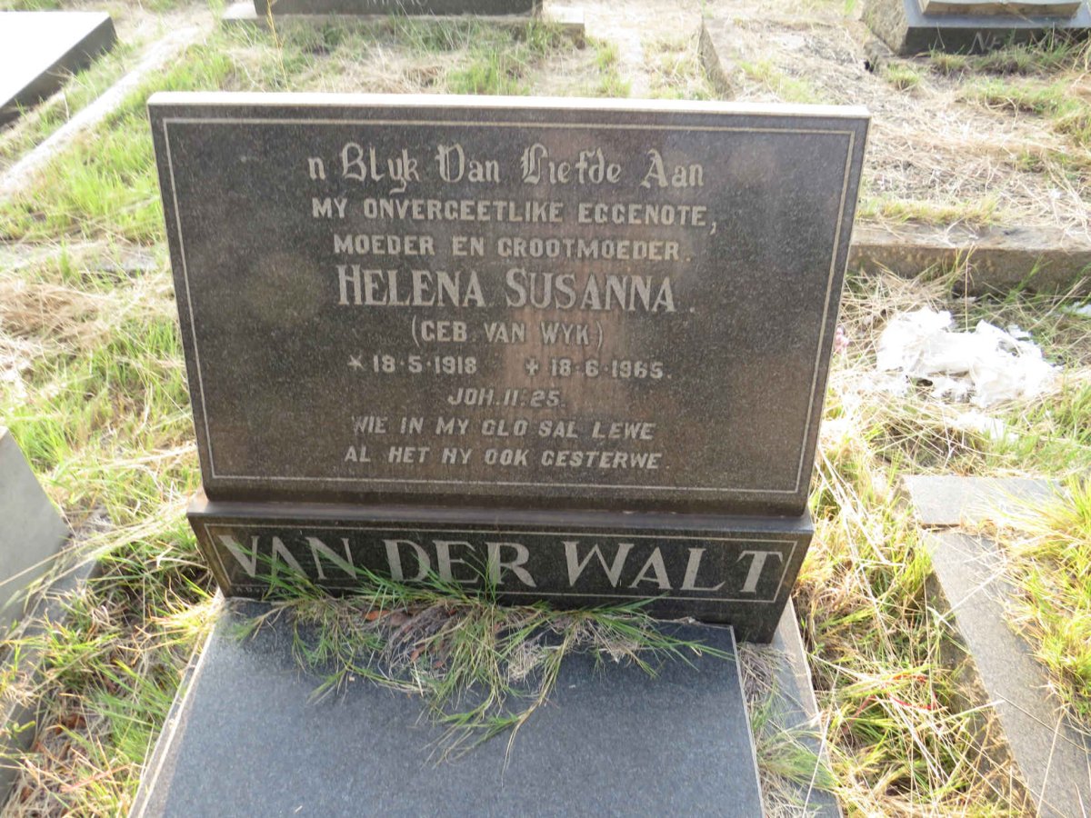 WALT Helena Susanna, van der nee VAN WYK 1918-1965