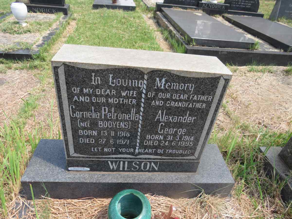 WILSON Alexander George 1914-1995 & Cornelia Petronella BOOYENS 1918-1971