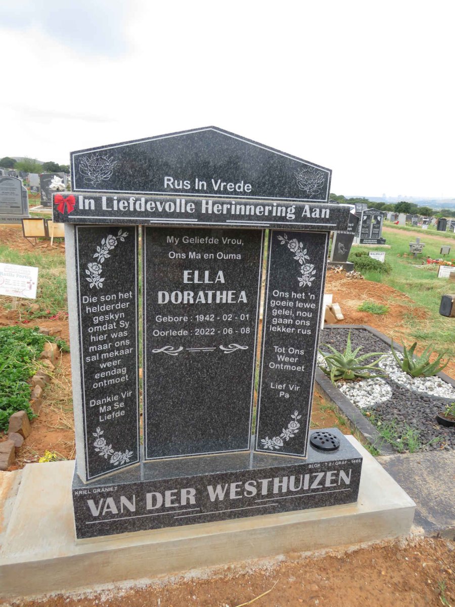 WESTHUIZEN Ella Dorathea, van der 1942-2022