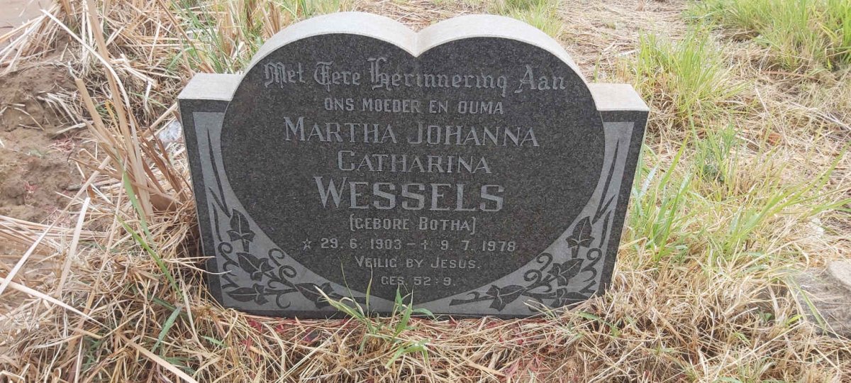 WESSELS Martha Johanna Catharina nee BOTHA 1903-1978
