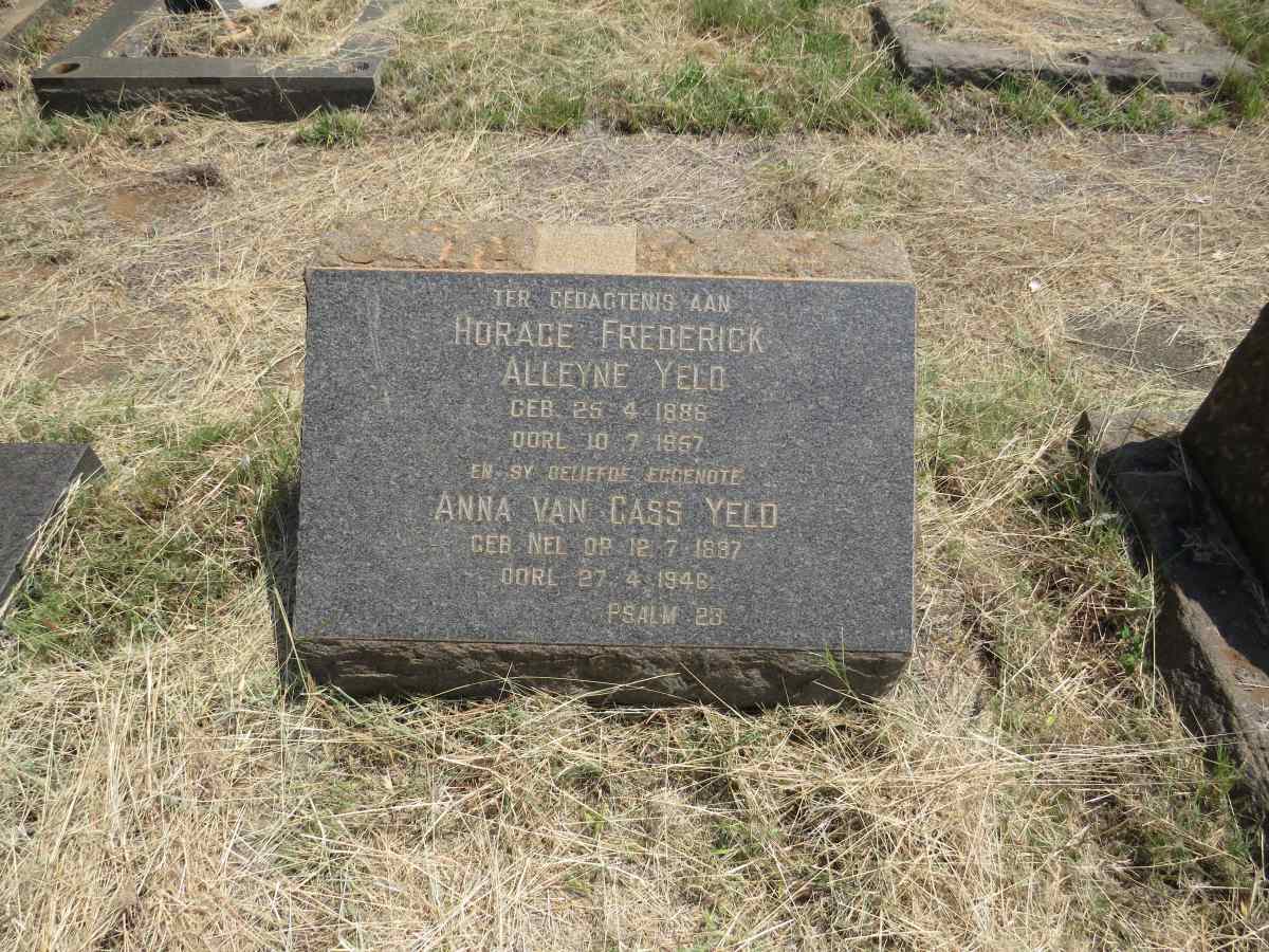 YELD Horage Frederick Alleyne 1886-1957 & Anna VAN GASS nee NEL 1887-1946