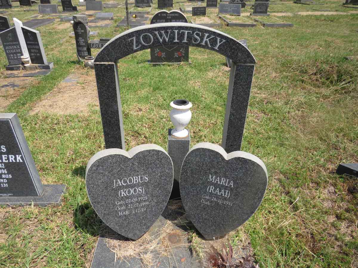 ZOWITSKY Jacobus 1925-1996 & Maria 1931- 
