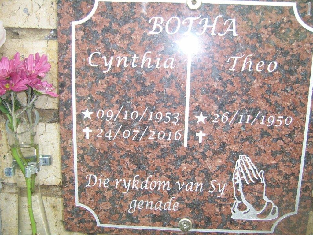 BOTHA Theo 1950- &amp; Cynthia 1953-2016