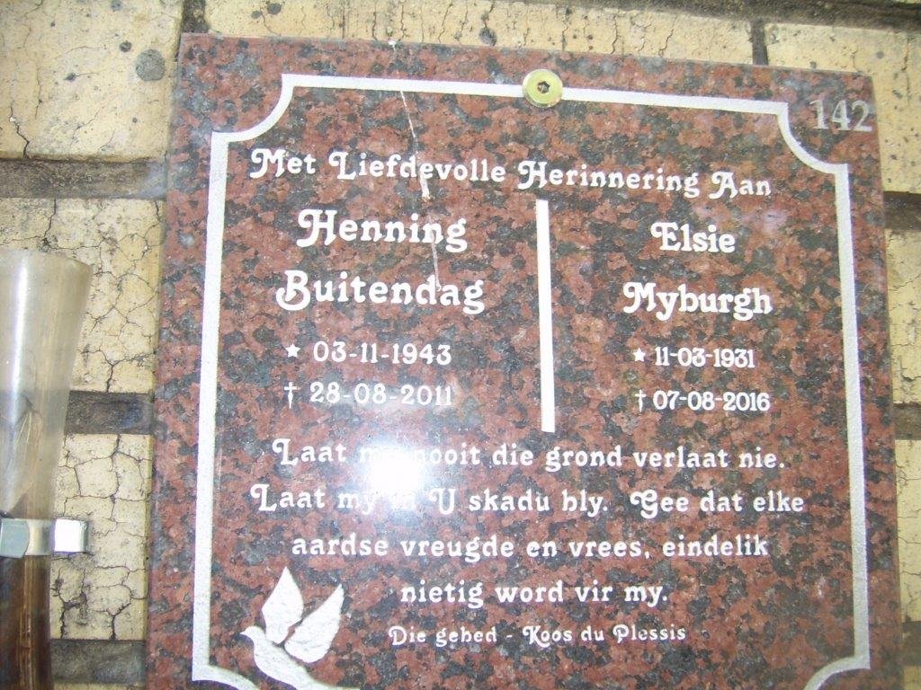 MYBURGH Elsie 1931-2016 :: BUITENDAG Henning 1943-2011