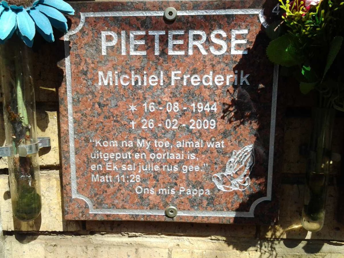 PIETERSE Michiel Frederik 1944-2009
