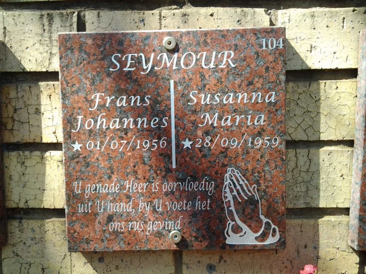 SEYMOUR Frans Johannes 1956- &amp; Susanna Maria 1959-