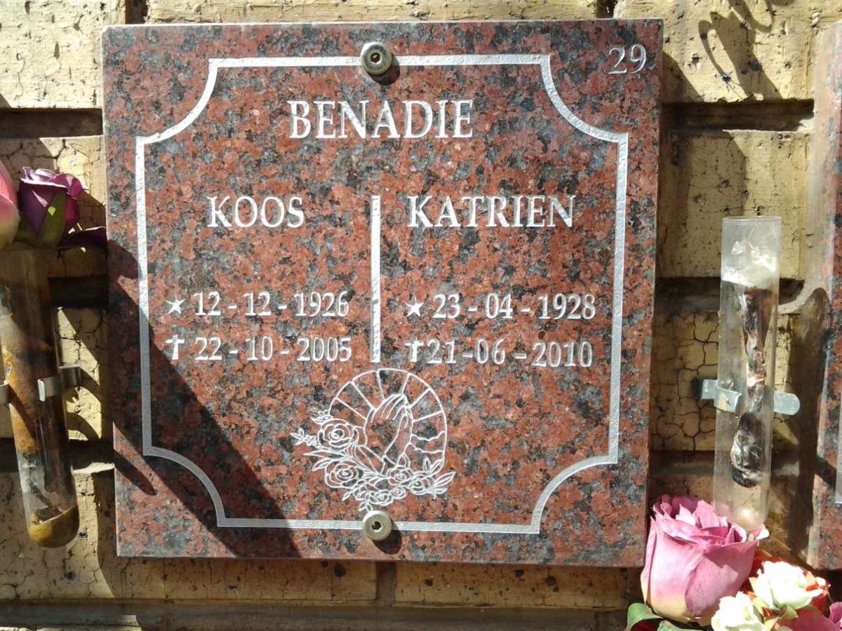 BENADIE Koos 1926-2005 &amp; Katrien 1928-2010