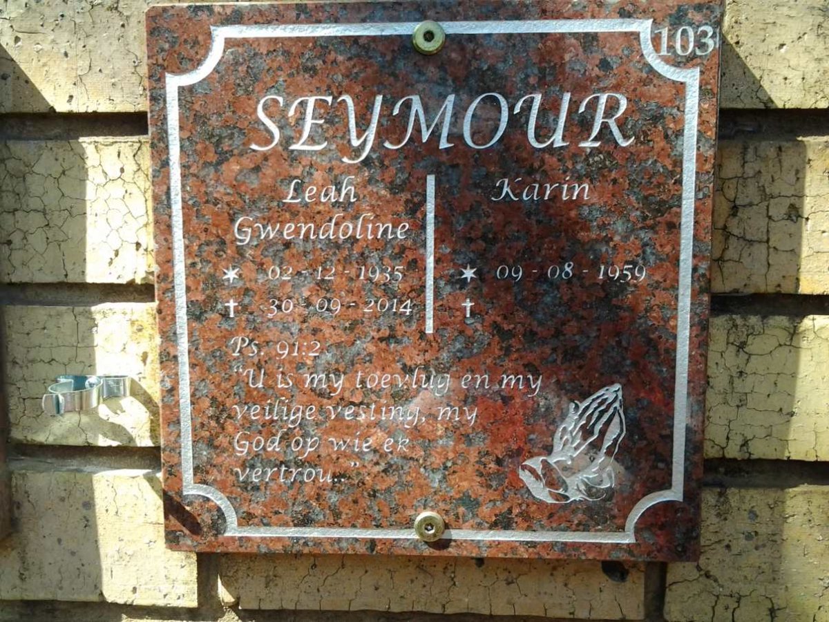 SEYMOUR Leah Gwendoline 1935-2014 :: SEYMOUR Karin 1959-