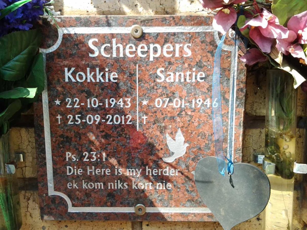 SCHEEPERS Kokkie 1943-2012 &amp; Santie 1946-