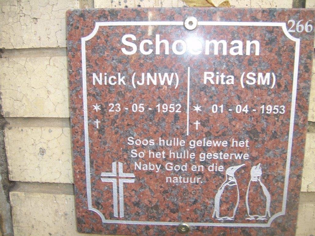 SCHOEMAN J.N.W. 1952- &amp; S.M. 1953-