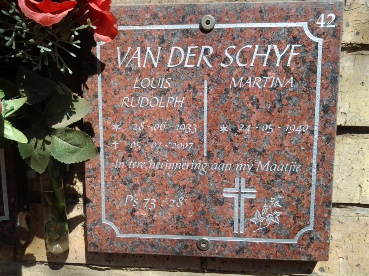 SCHYF Louis Rudolph, van der 1933-2007 &amp; Martina 1940-
