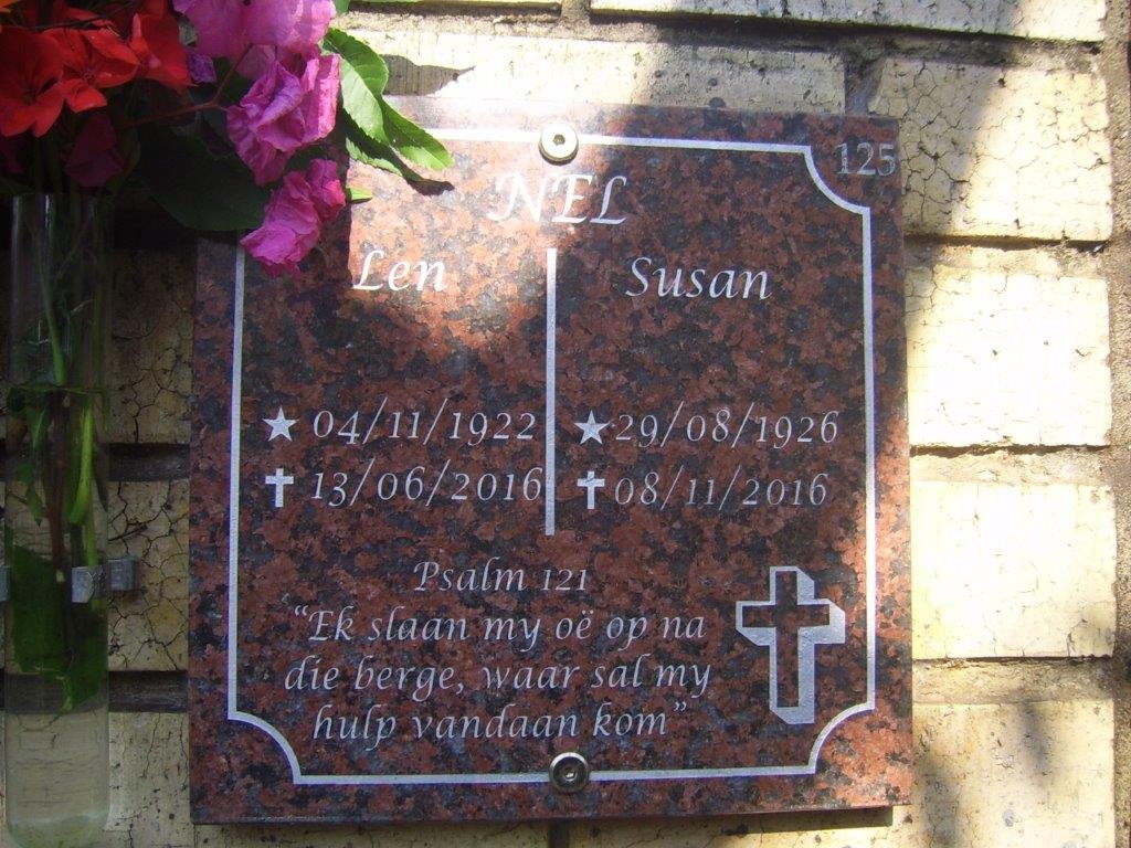 NEL Len 1922-2016 &amp; Susan 1926-2016