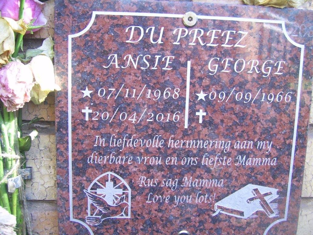 PREEZ George, du 1966- &amp; Ansie 1968-2016