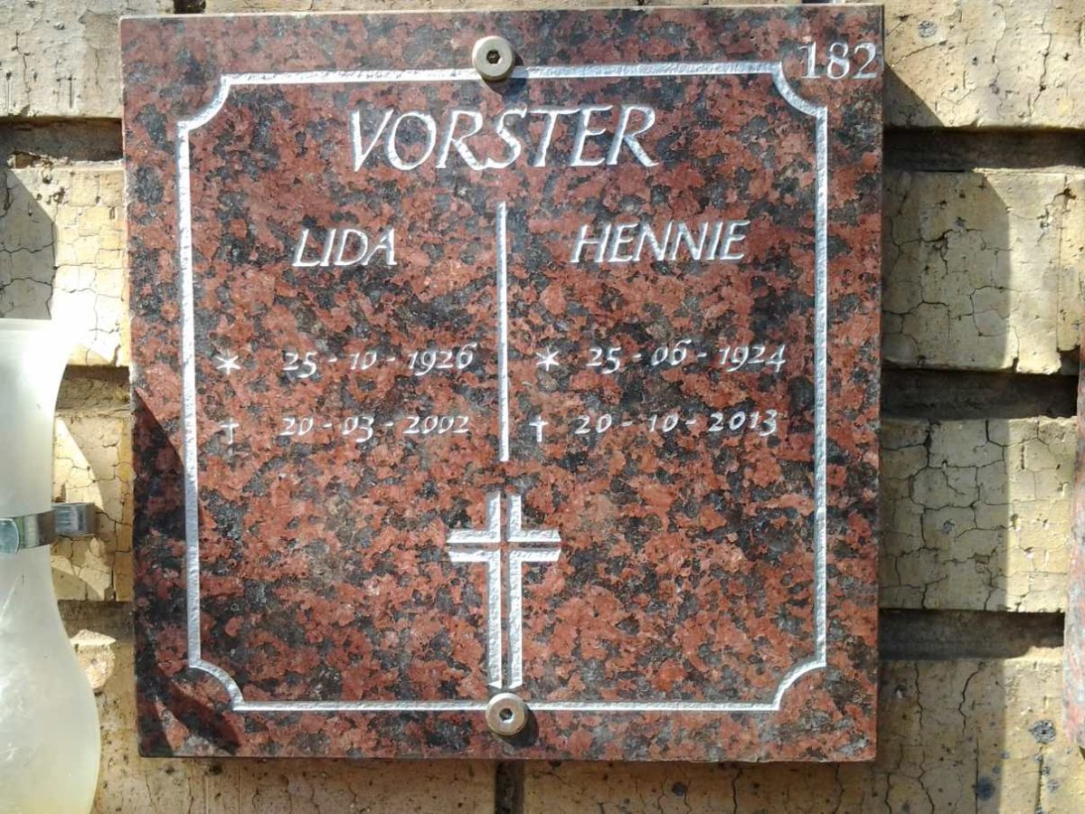 VORSTER Hennie 1924-2013 &amp; Lida 1926-2002