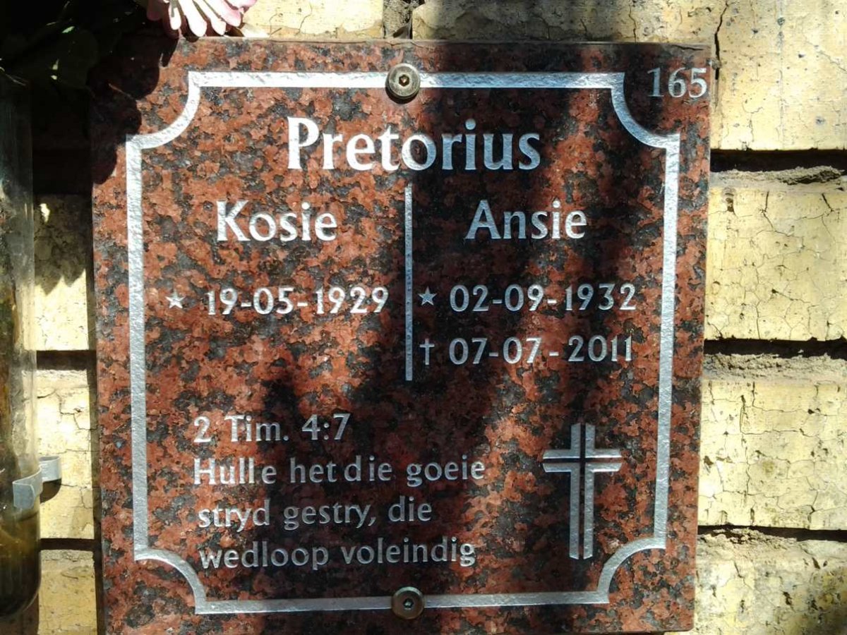 PRETORIUS Kosie 1929- &amp; Ansie 1932-2011