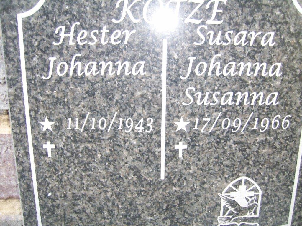 KOTZE Hester Johanna 1943- :: KOTZE Susara Johanna Susanna 1966-