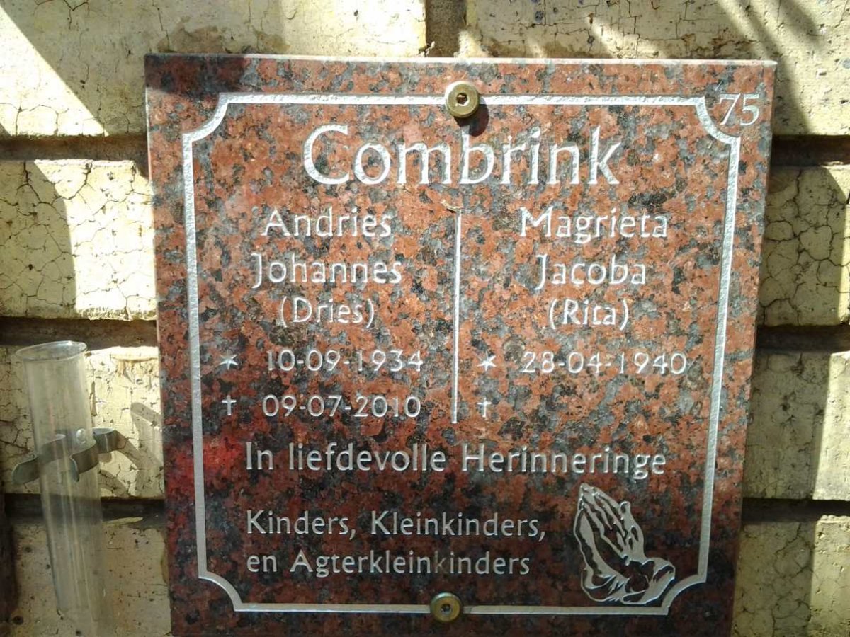 COMBRINK Andries Johannes 1934-2010 &amp; Magrieta Jacoba 1940-
