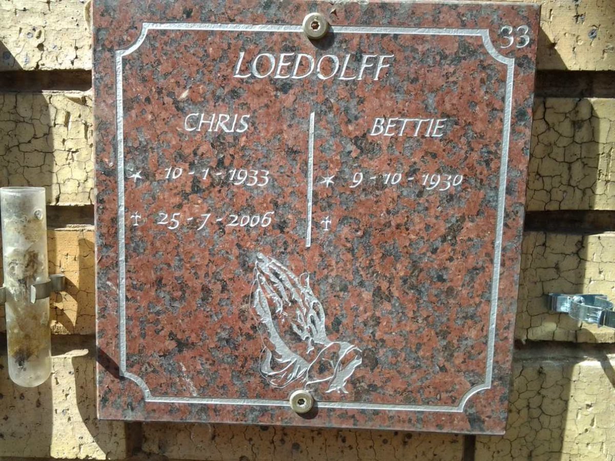 LOEDOLFF Chris 1933-2006 &amp; Bettie 1930-