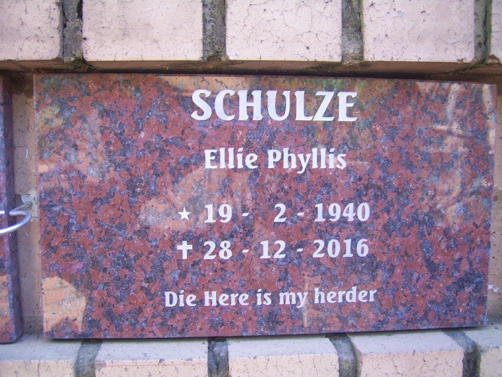 SCHULZE Ellie Phyllis 1940-2016