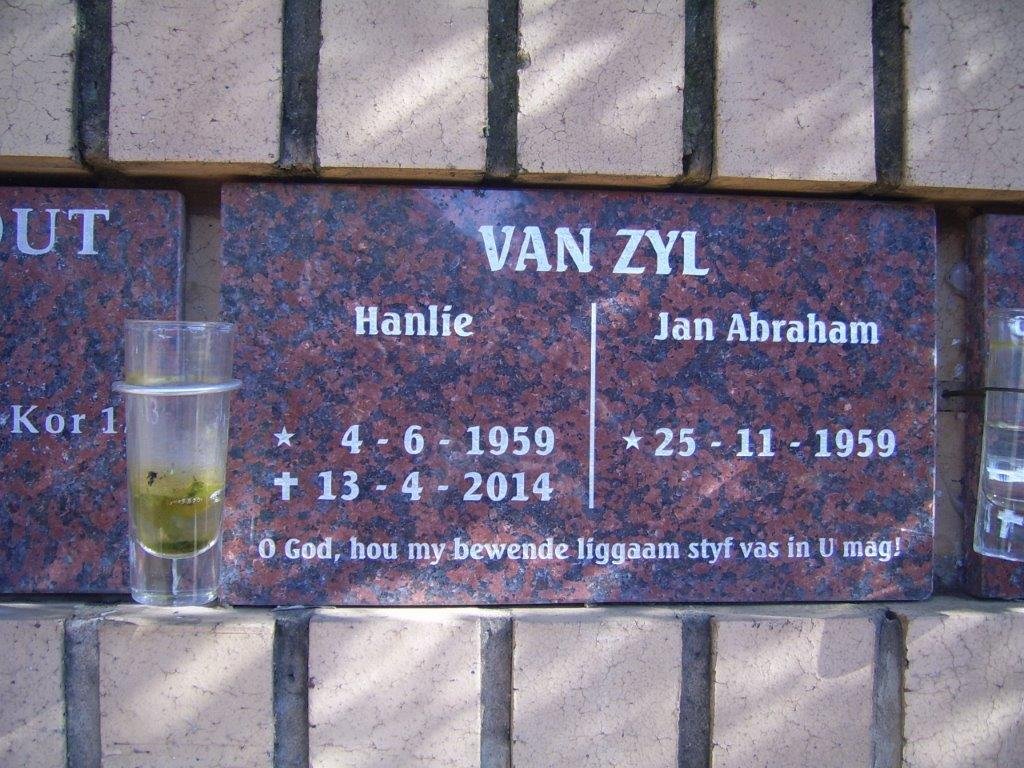 ZYL Jan Abraham, van 1959- &amp; Hanlie 1959-2014