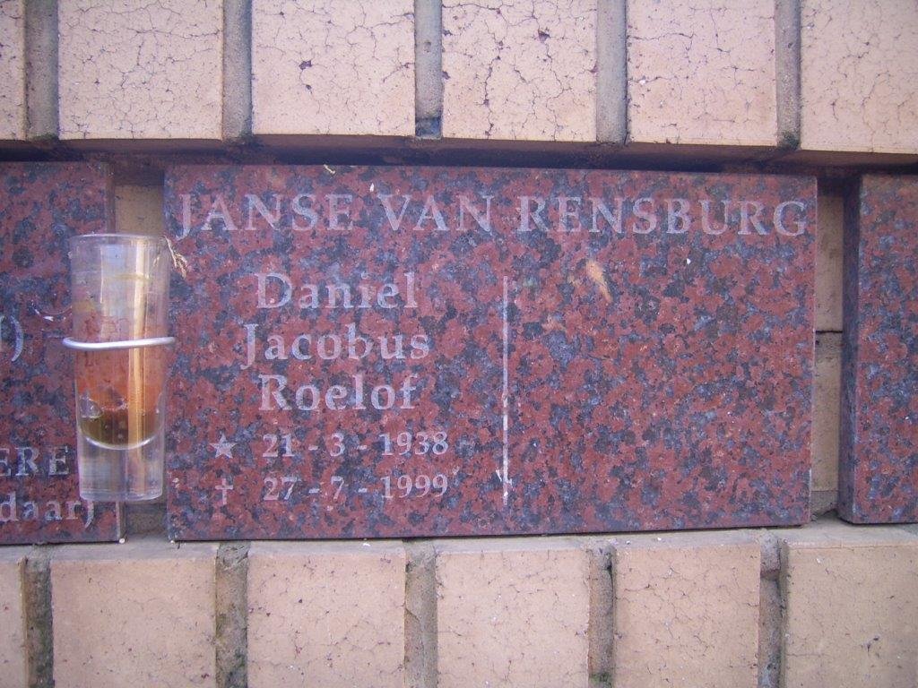 RENSBURG Daniel Jacobus Roelof, Janse van 1938-1999