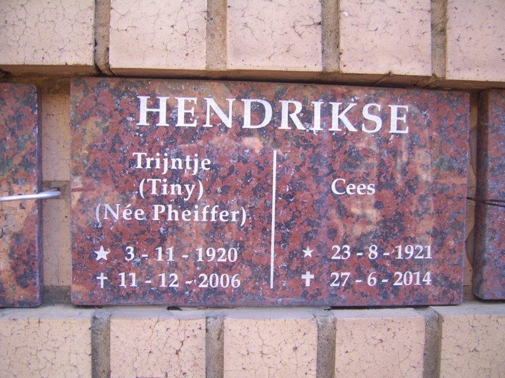 HENDRIKSE Cees 1921-2014 &amp; Trijntje PHEIFFER 1920-2006