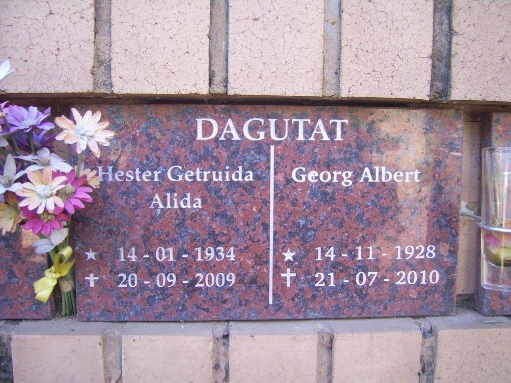DAGUTAT Georg Albert 1928-2010 &amp; Hester Gertruida Alida 1934-2009
