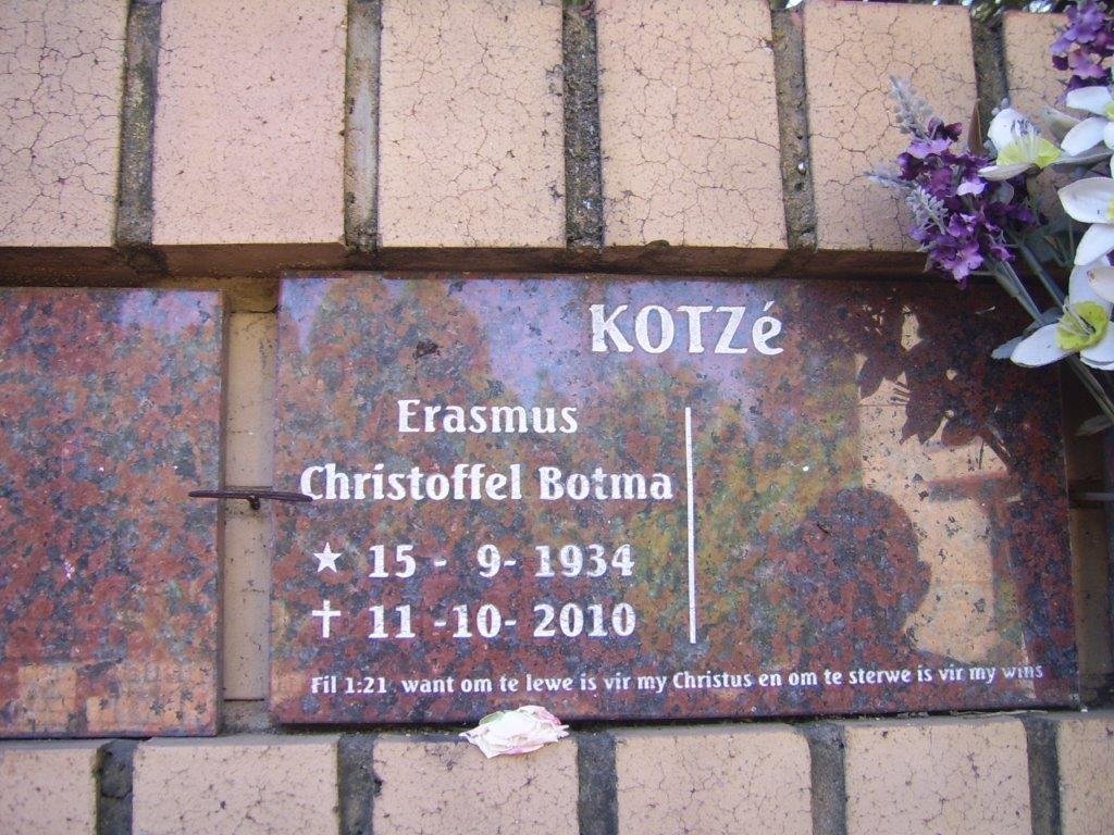 KOTZE Erasmus Christoffel Botma 1934-2010